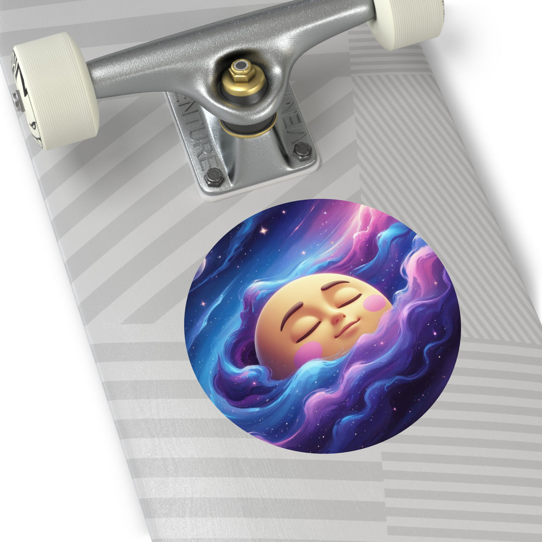 Custom Round Vinyl Sticker – Dreamy Galaxy Moon | Waterproof & Trendy