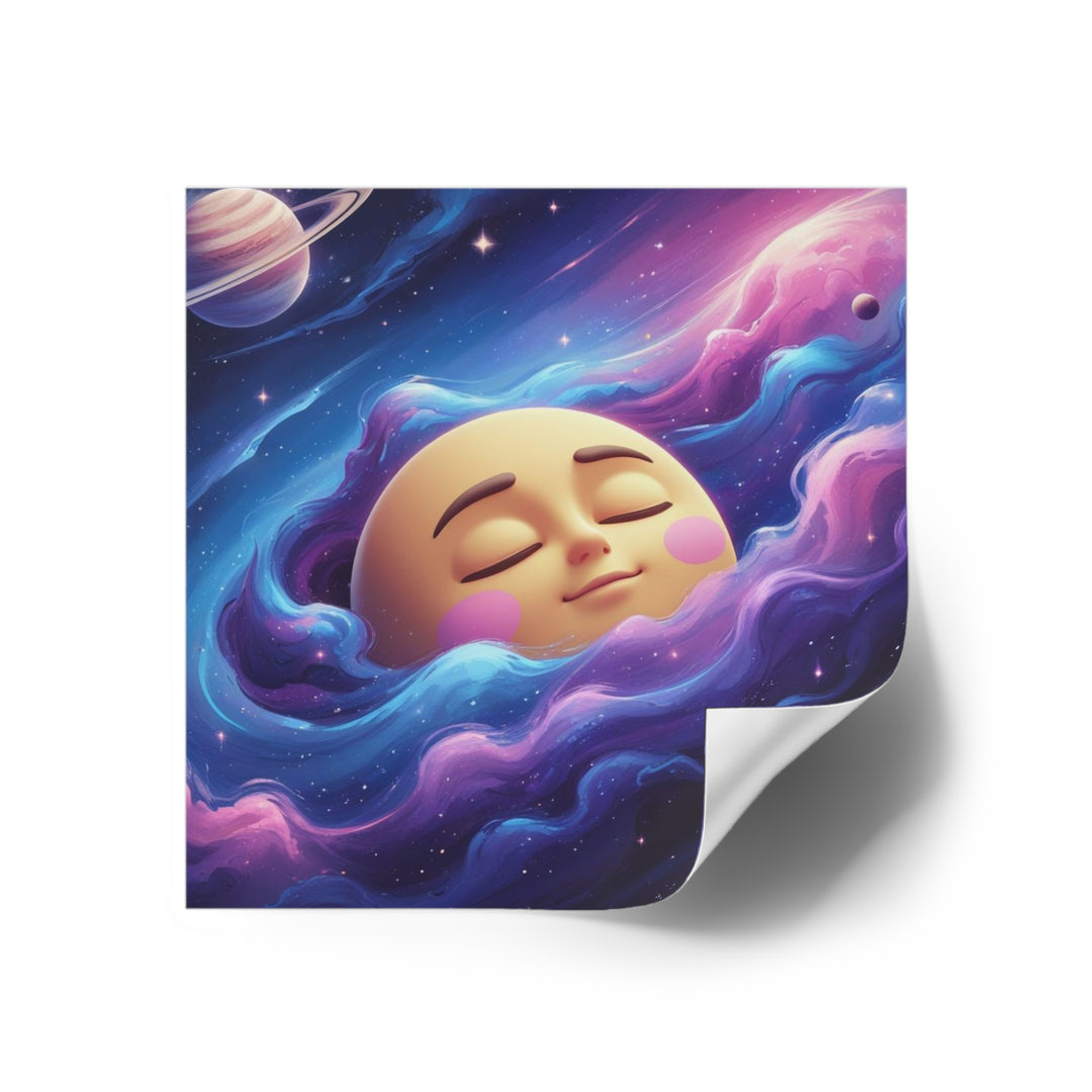 Galaxy Moon Square Sticker – Premium Weatherproof Vinyl, Cute Space Decor