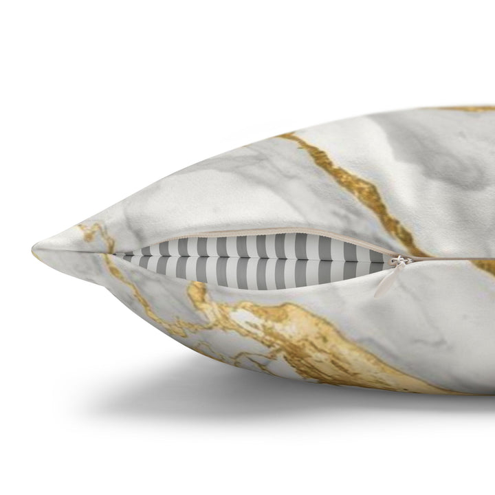 Marble Gold Faux Suede Square Pillowcase – Luxurious Modern Glam Accent