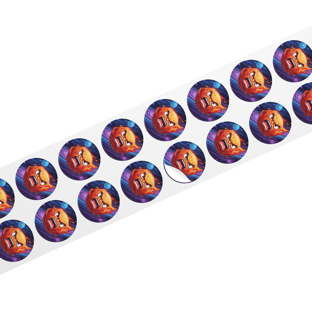 Fiery Cosmic Round Sticker Label Rolls – Durable, Stylish, Space-Themed!