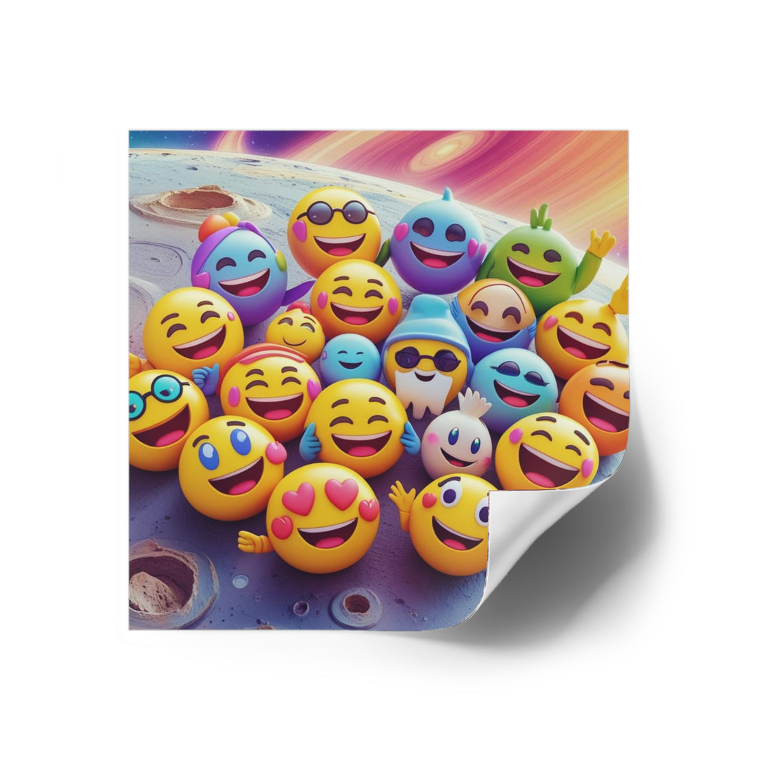 Cosmic Emoji Square Sticker – Weatherproof, Customizable, Fun Outdoor Decal