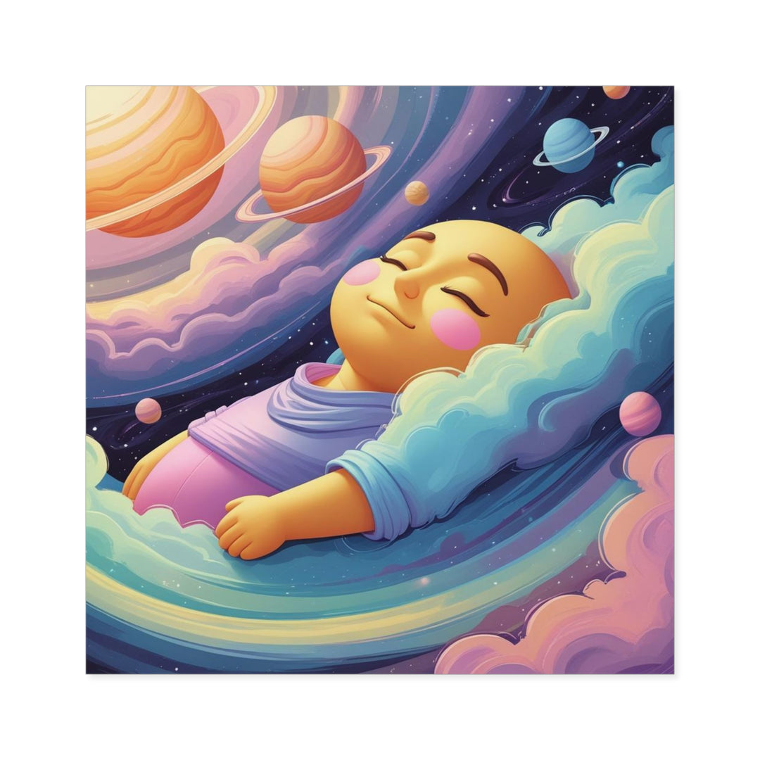 Cosmic Dreams Laminate Square Sticker – Baby Galaxy Art, Durable Vinyl