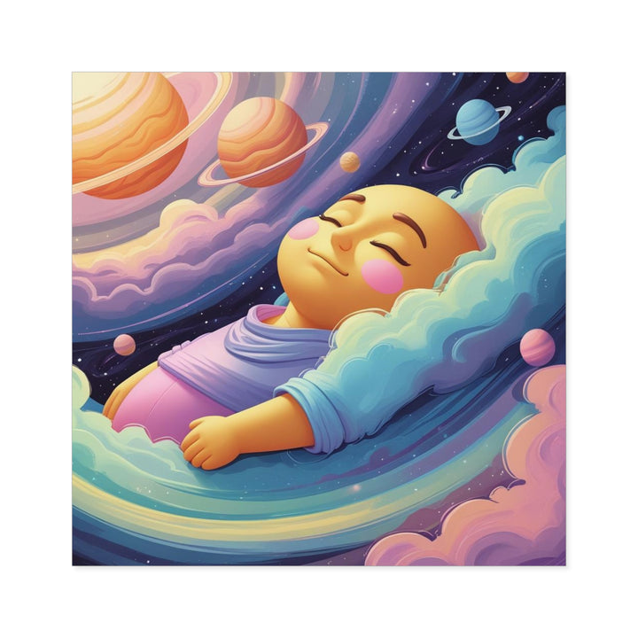 Cosmic Dreams Laminate Square Sticker – Baby Galaxy Art, Durable Vinyl