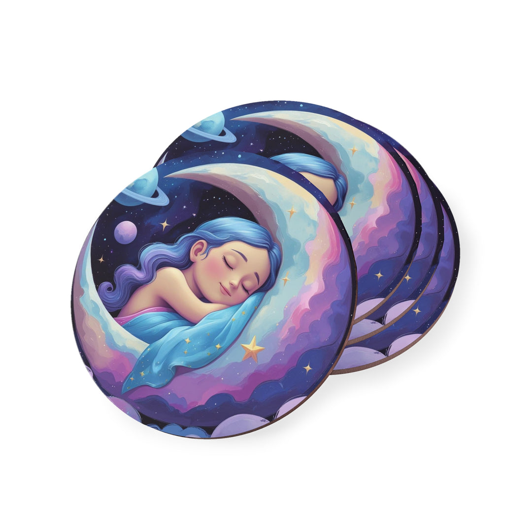 Dreamy Celestial Girl & Moon Coasters – Stylish, Durable, Unique Decor