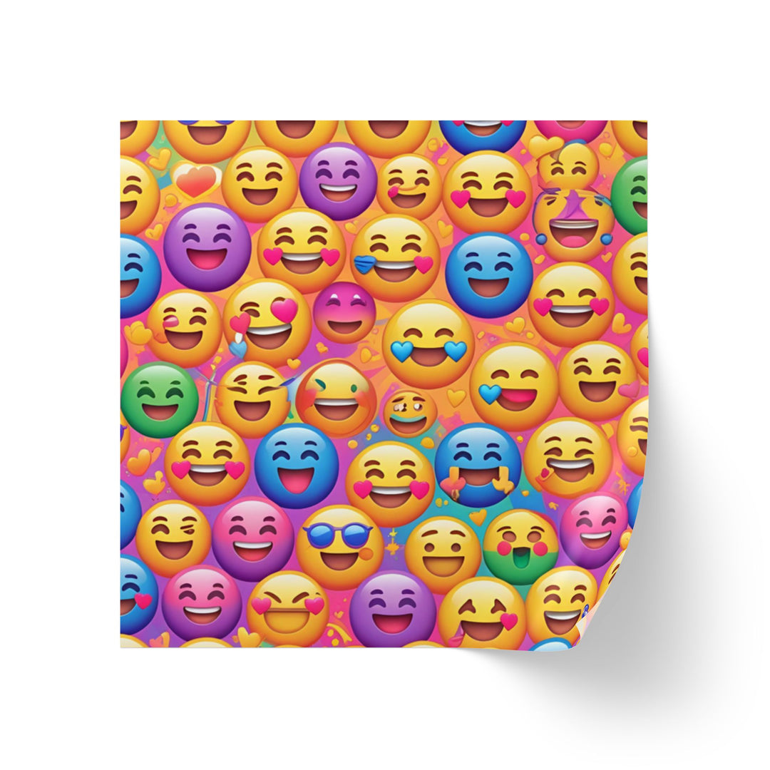 Vibrant Emoji Square Sticker Rolls – Durable, Glossy, Fun Labels for All