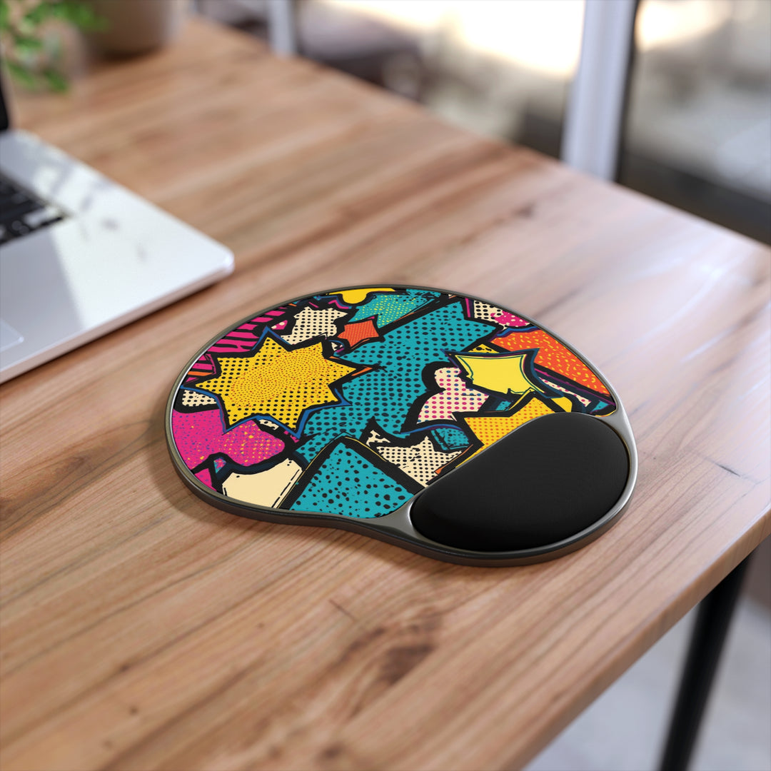 Ergonomic Memory Foam Mouse Pad with Wrist Rest – Pop Art Comic Desk Pad
