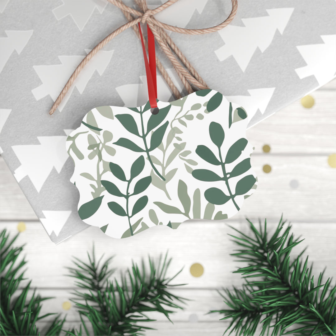 Double-Sided Metal Ornament – Modern Botanical Black Leafy Plaque Decor