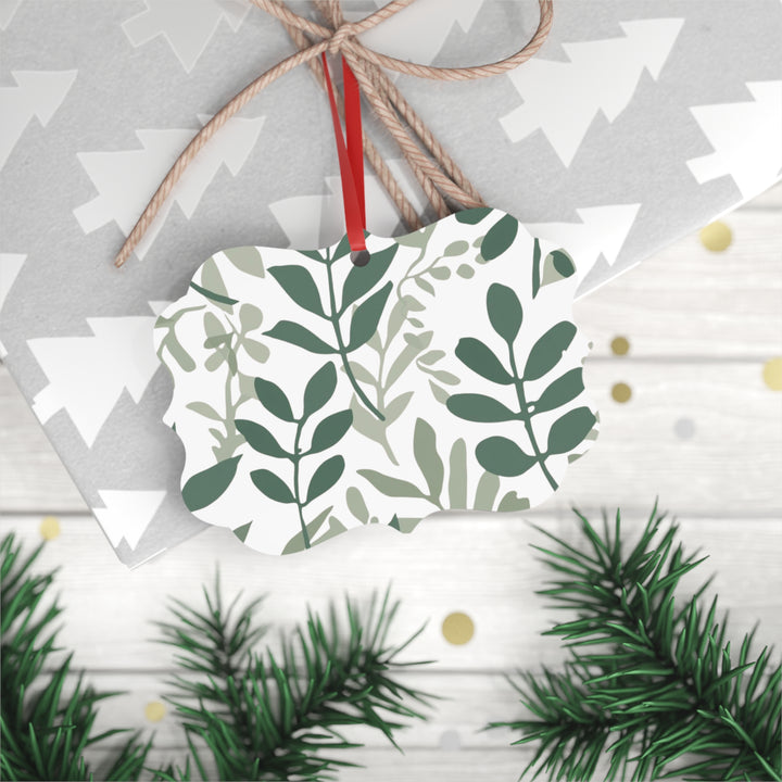 Double-Sided Metal Ornament – Modern Botanical Black Leafy Plaque Decor
