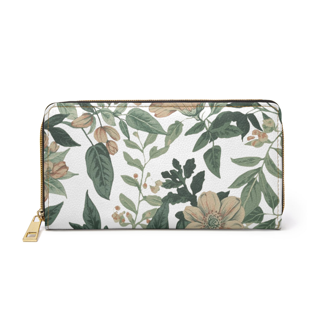 Sleek Personalized Zipper Wallet – Vintage Floral Faux Leather Organizer