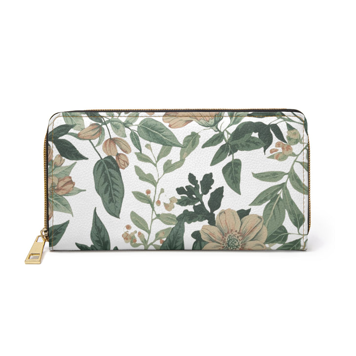 Sleek Personalized Zipper Wallet – Vintage Floral Faux Leather Organizer