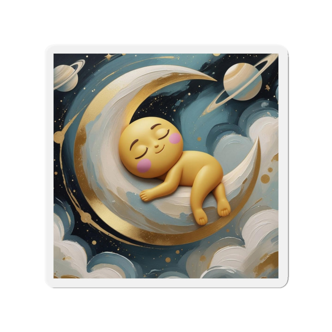 Custom Die-Cut Magnet – Cute Celestial Baby on Moon | Nursery Decor Gift