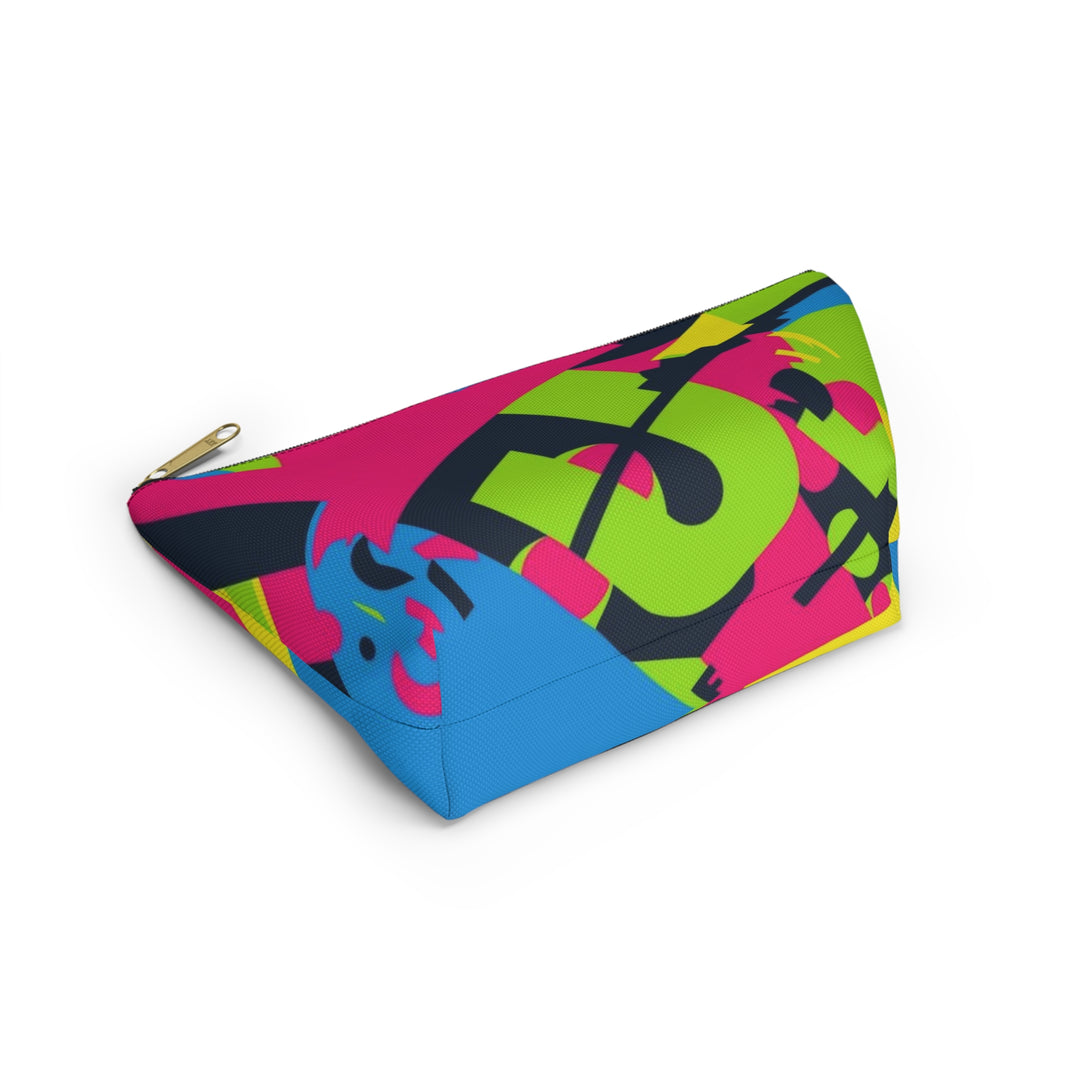Chic Neon Geometric T-Bottom Accessory Pouch – Bold Modern Organizer