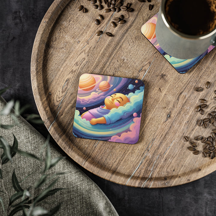Cosmic Dream Baby Coasters – Pastel Galaxy Nursery Decor, 4-Pack