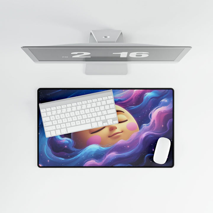 Galaxy Moon Face Desk Mat – Cute Space-Themed, Durable & Stylish Workspace Accessory