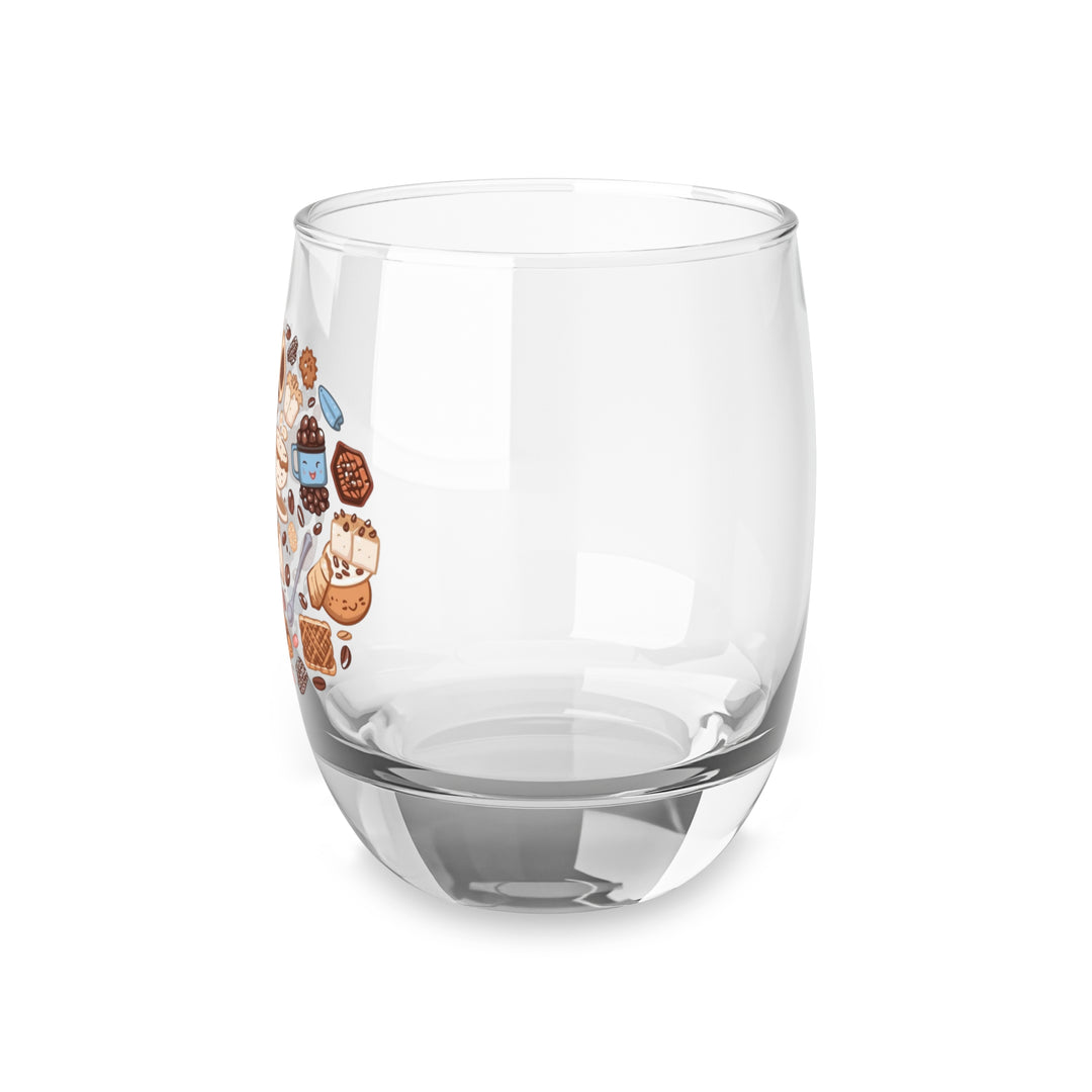 Party Glass – Cute Café Whiskey Glass with Coffee & Dessert Cartoon Design