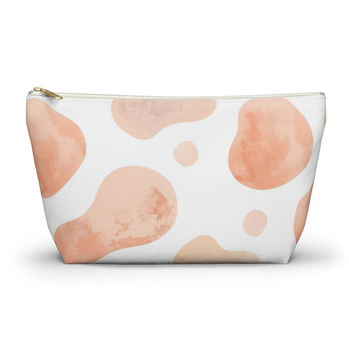 Chic T-Bottom Accessory Pouch – Blush & Peach Abstract Watercolor Design