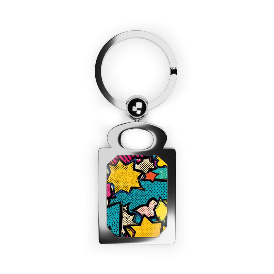 Retro Pop Art Rectangle Photo Keyring – Custom Comic Book Design Gift