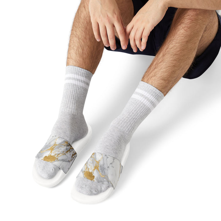 Men's Removable-Strap Sandals – Marble Gold Luxe, Customizable Comfort