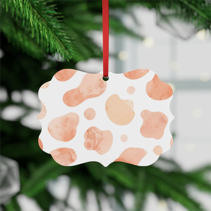 Double-Sided Metal Ornament – Abstract Blush Peach Watercolor Plaque