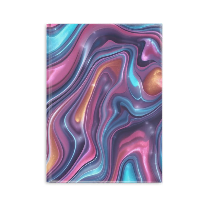 Hardcover Puffy Notebook – Luxe Iridescent Marble Swirl, Customizable, A4/A5/B5