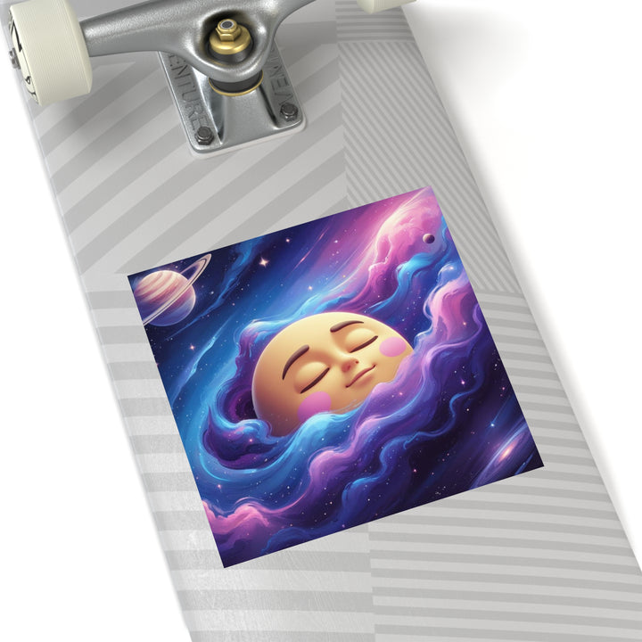 Galaxy Moon Square Sticker – Premium Weatherproof Vinyl, Cute Space Decor