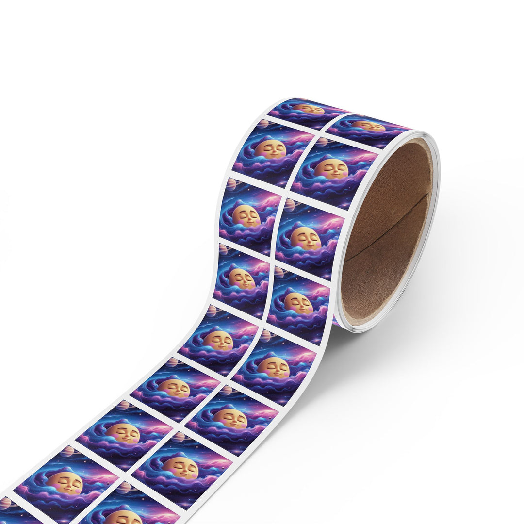 Galaxy Moon Square Sticker Rolls – Cute Space Label, Custom Sizes, Durable