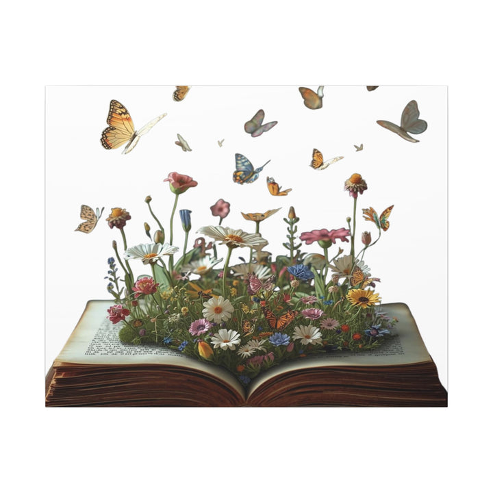Magical Pop-Up Book Matte Canvas – Whimsical Wildflowers & Butterflies Art
