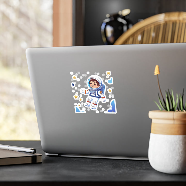 Space Astronaut Vinyl Kiss-Cut Sticker – Cute Cartoon, Matte & Weatherproof