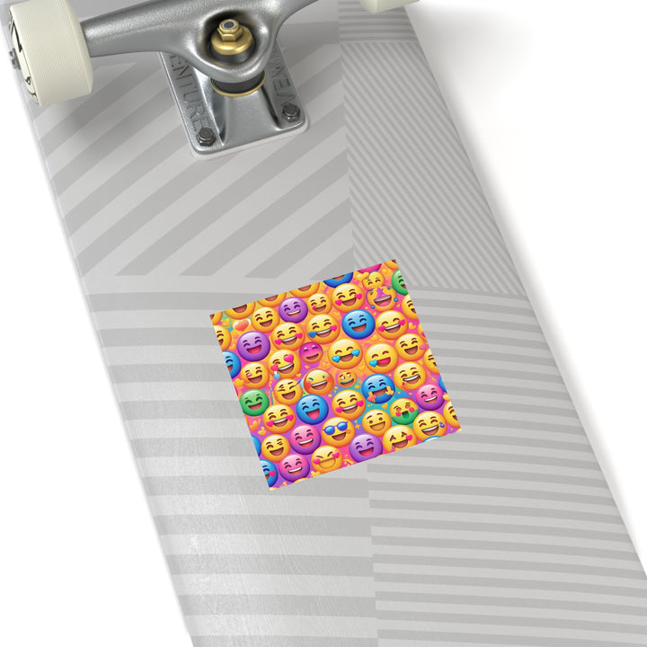 Custom Square Stickers – Emoji Rainbow Fun, Waterproof & Removable Vinyl