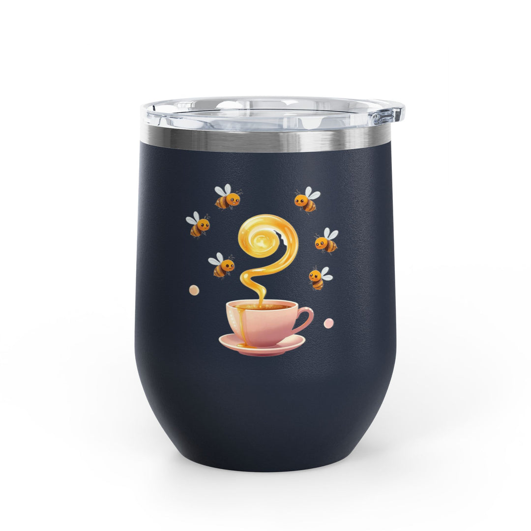 Bee Happy 12oz Stainless Steel Wine Tumbler – Cute Honeybee Pastel Design
