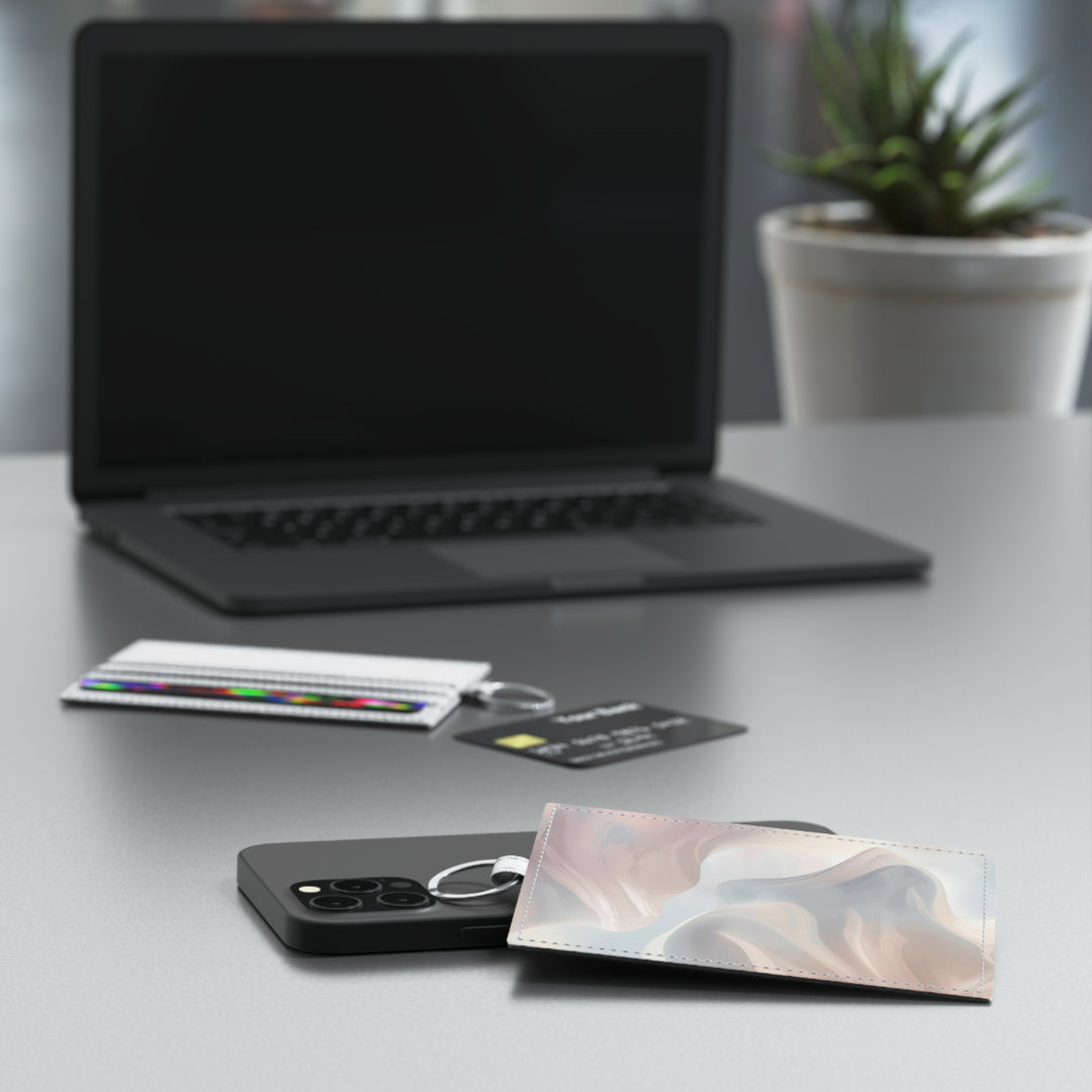 Personalized Saffiano Leather Card Holder – Pastel Abstract Minimalist Chic