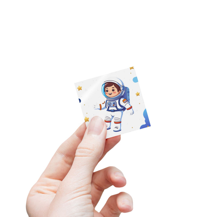 Playful Space Astronaut Square Sticker Label Rolls – Custom, Durable & Fun