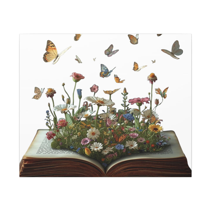 Magical Pop-Up Book Matte Canvas – Whimsical Wildflowers & Butterflies Art