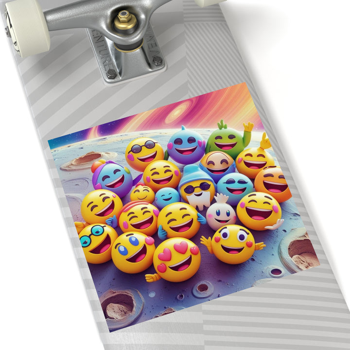 Vibrant Cosmic Emoji Laminate Square Sticker – Durable, Joyful & Trendy