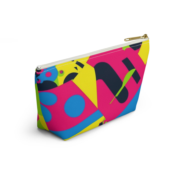 Chic Neon Geometric T-Bottom Accessory Pouch – Bold Modern Organizer