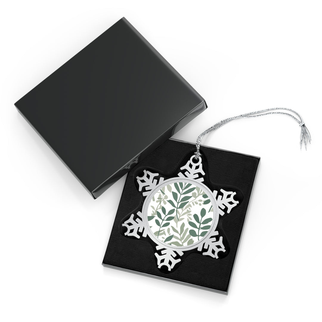 Custom Pewter Snowflake Ornament – Handcrafted Botanical Leafy Design Gift