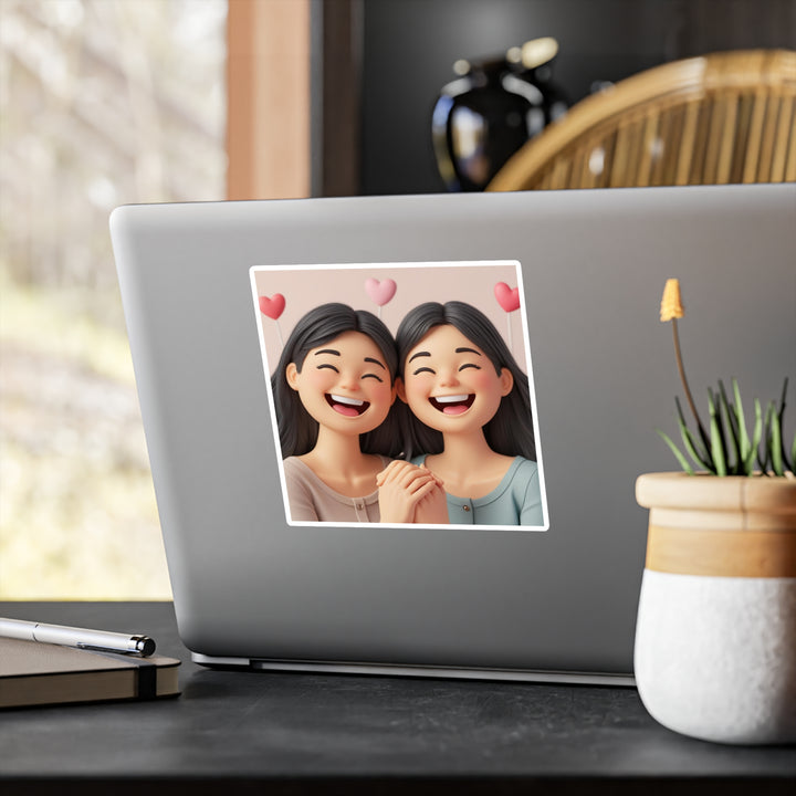 Custom Vinyl Kiss-Cut Stickers – Cute 3D Cartoon Girls, Weatherproof, Matte