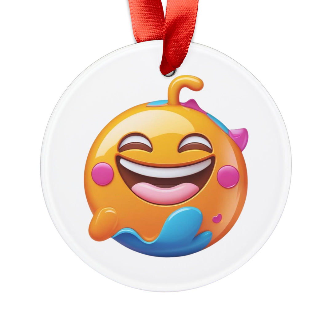 Personalized Acrylic Ornament with Ribbon – Playful Emoji Joy & Glossy Shine