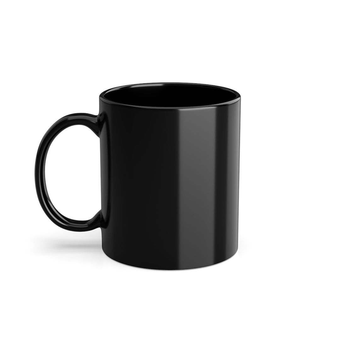 Sleek 11oz Black Coffee Cup – Cute Café Cartoon Mug, Dishwasher Safe