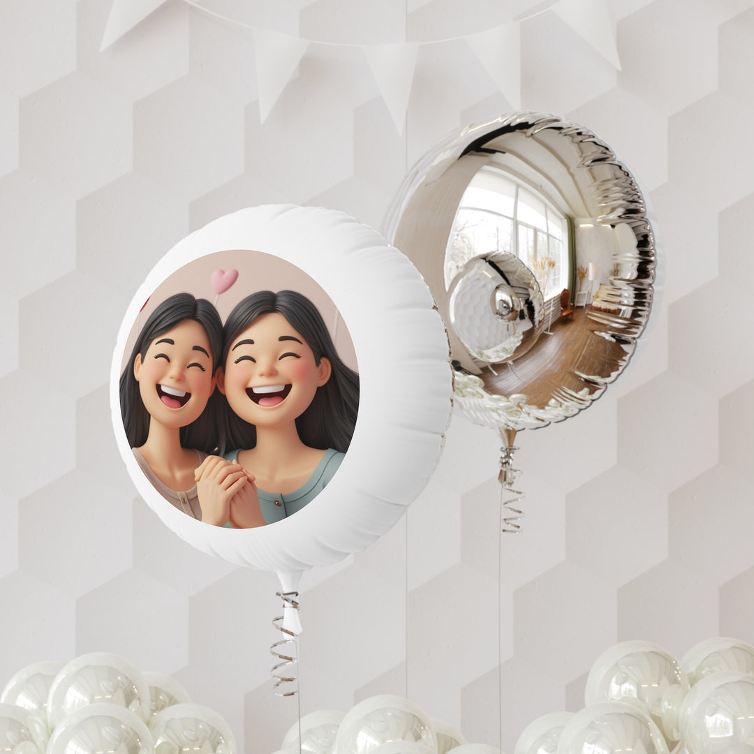 Custom 3D Cartoon Mylar Helium Balloon – Cute Smiling Girls, Reusable & Trendy Party Decor