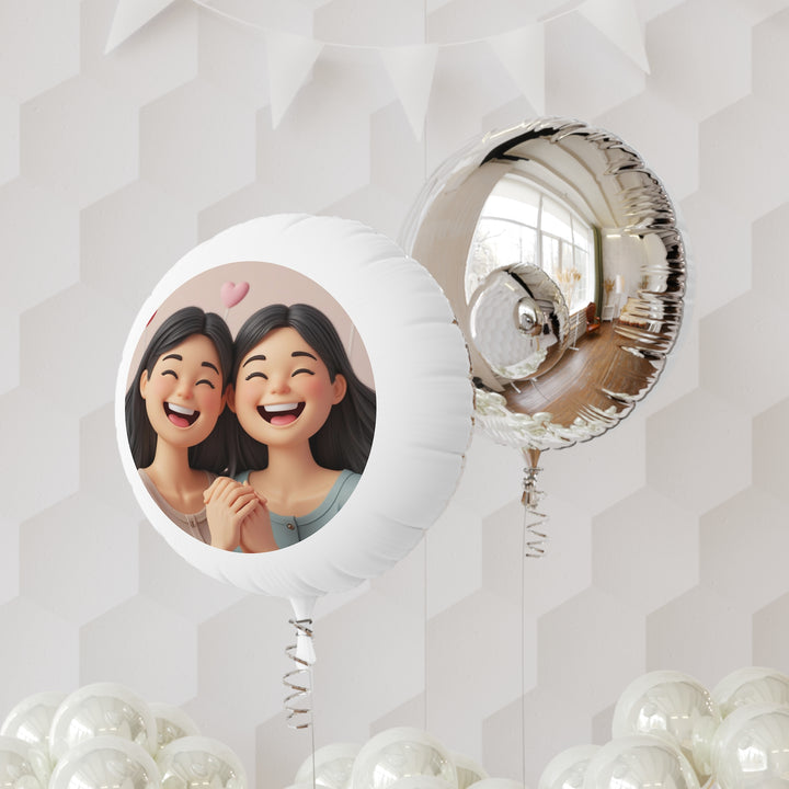 Custom 3D Cartoon Mylar Helium Balloon – Cute Smiling Girls, Reusable & Trendy Party Decor
