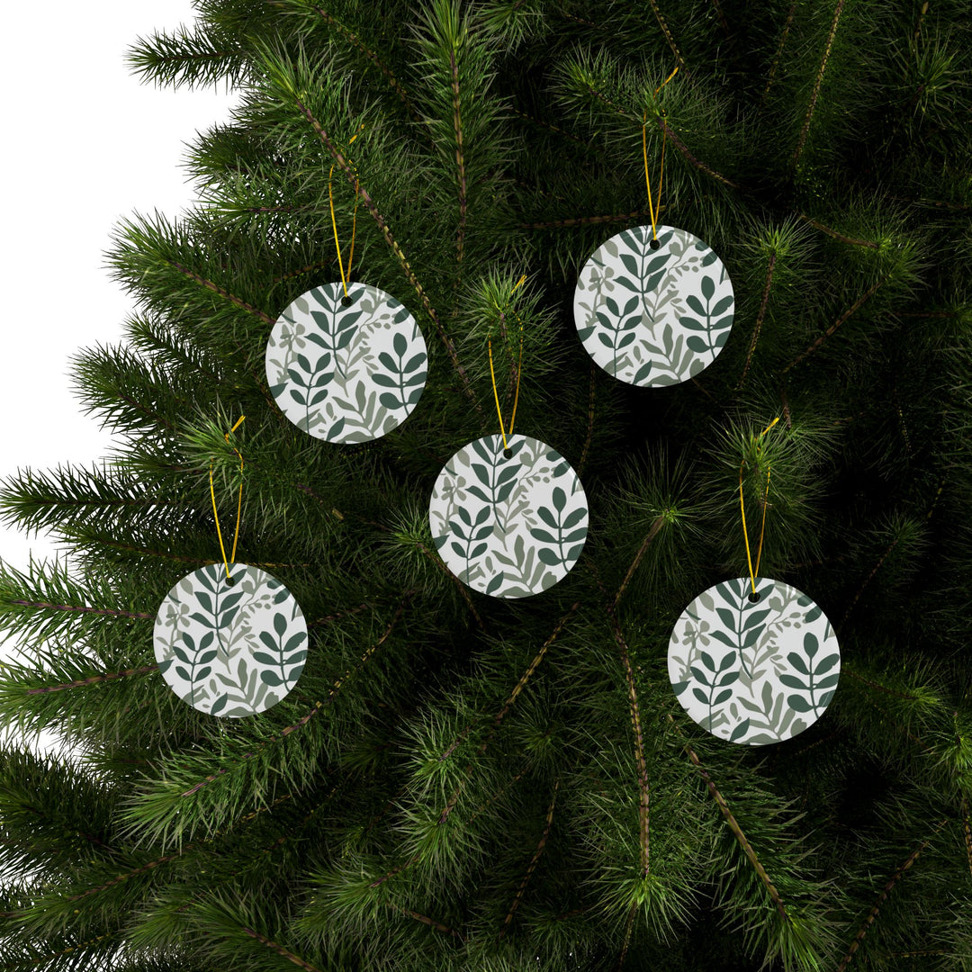 Modern Botanical Double-Sided Ceramic Ornaments – Custom, 1/3/5/10pcs