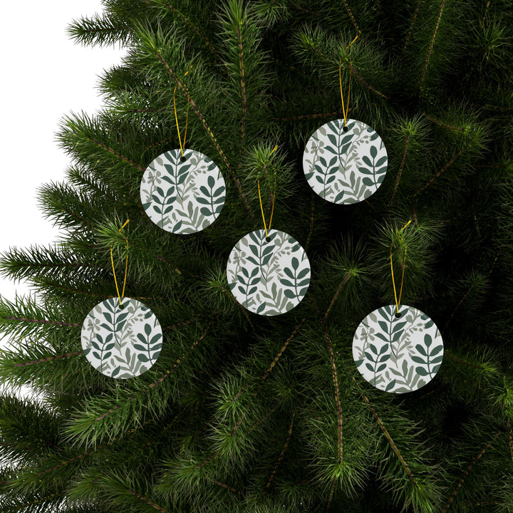 Modern Botanical Double-Sided Ceramic Ornaments – Custom, 1/3/5/10pcs