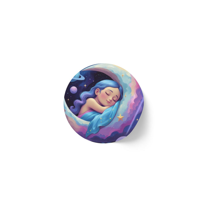Dreamy Moon Girl Round Sticker Labels – Durable, Glossy, Celestial Rolls
