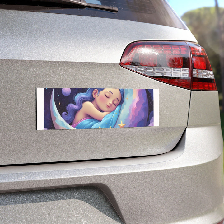 Dreamy Sleeping Girl Moon Car Magnet – Custom, Weatherproof & Reusable