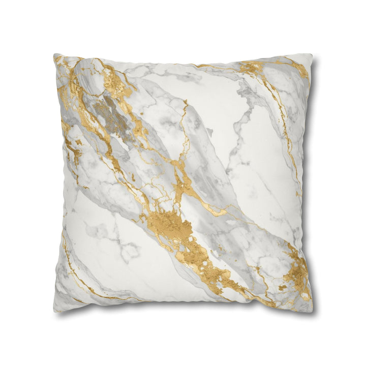 Marble Gold Faux Suede Square Pillowcase – Luxurious Modern Glam Accent