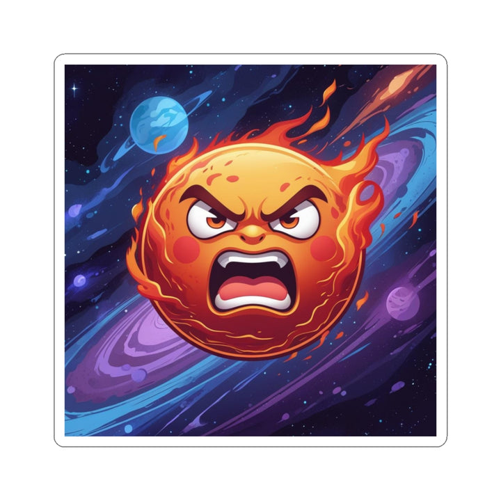 Fiery Cosmic Sun Kiss-Cut Sticker – Bold, Vibrant, Trendy Vinyl Decal