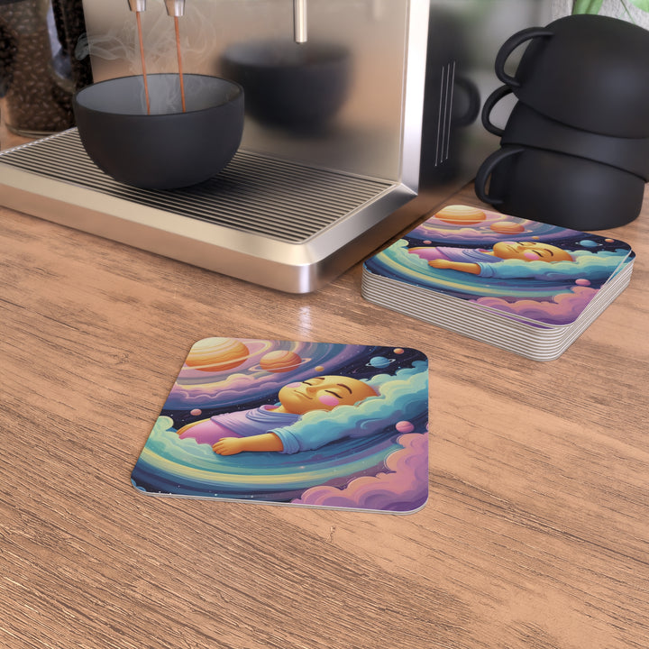 Cosmic Dream Square Coasters – 50/100pcs, Nursery & Party Surface Saver