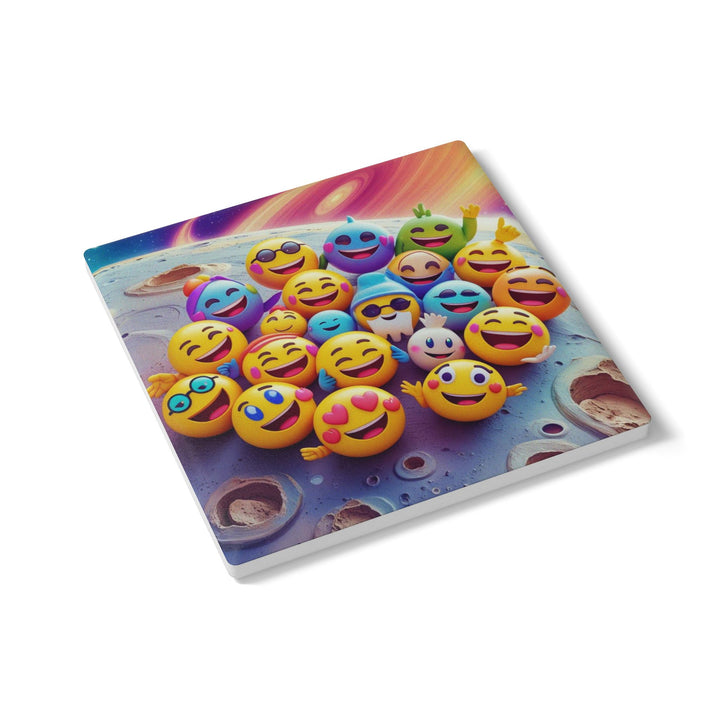 Playful Emoji Space Ceramic Coaster – Fun, Durable, Artistic Table Protection