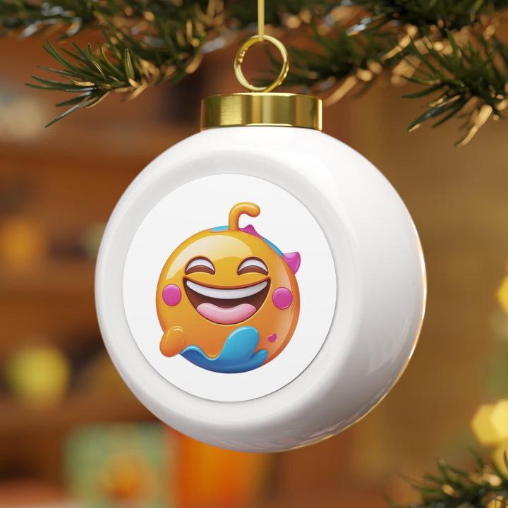 Personalized Emoji Holiday Ball Ornament – Cheerful, Custom & Glossy Decor